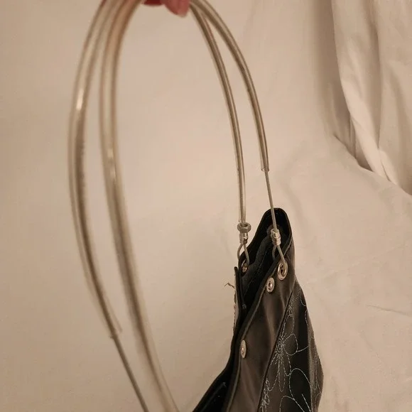 Hardwear By Renee Shoulder Tote Bag Upcycled Wood Rivets Cables Leather Floral - Picture 8 of 11